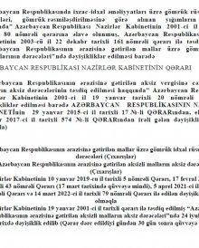 Azərbaycan Respublikasının ərazisinə gətirilən mallar üzrə gömrük idxal rüsumlarının dərəcələri (Çıxarışlar) - 24 iyul 2024 il